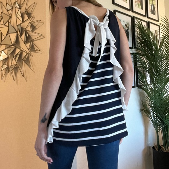Navy & White Stripped Tunic Blouse - Picture 7 of 16
